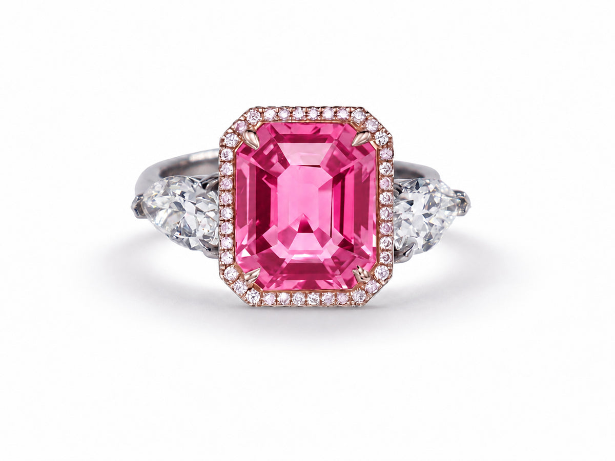 Custom made unique handcrafted non tradional diamond and pink sapphire engagement rings 2026 2