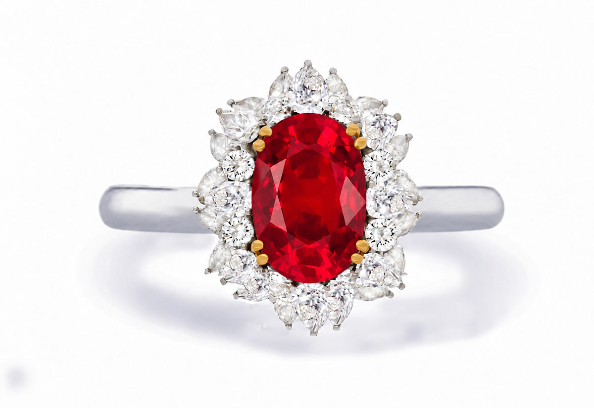 Custom made unique handcrafted non tradional diamond and ruby engagement rings 2026 4