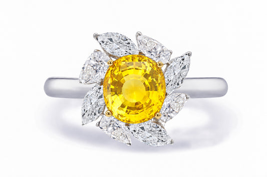 custom made unique handcrafted non tradional diamond and yellow sapphire engagement rings 2026 1