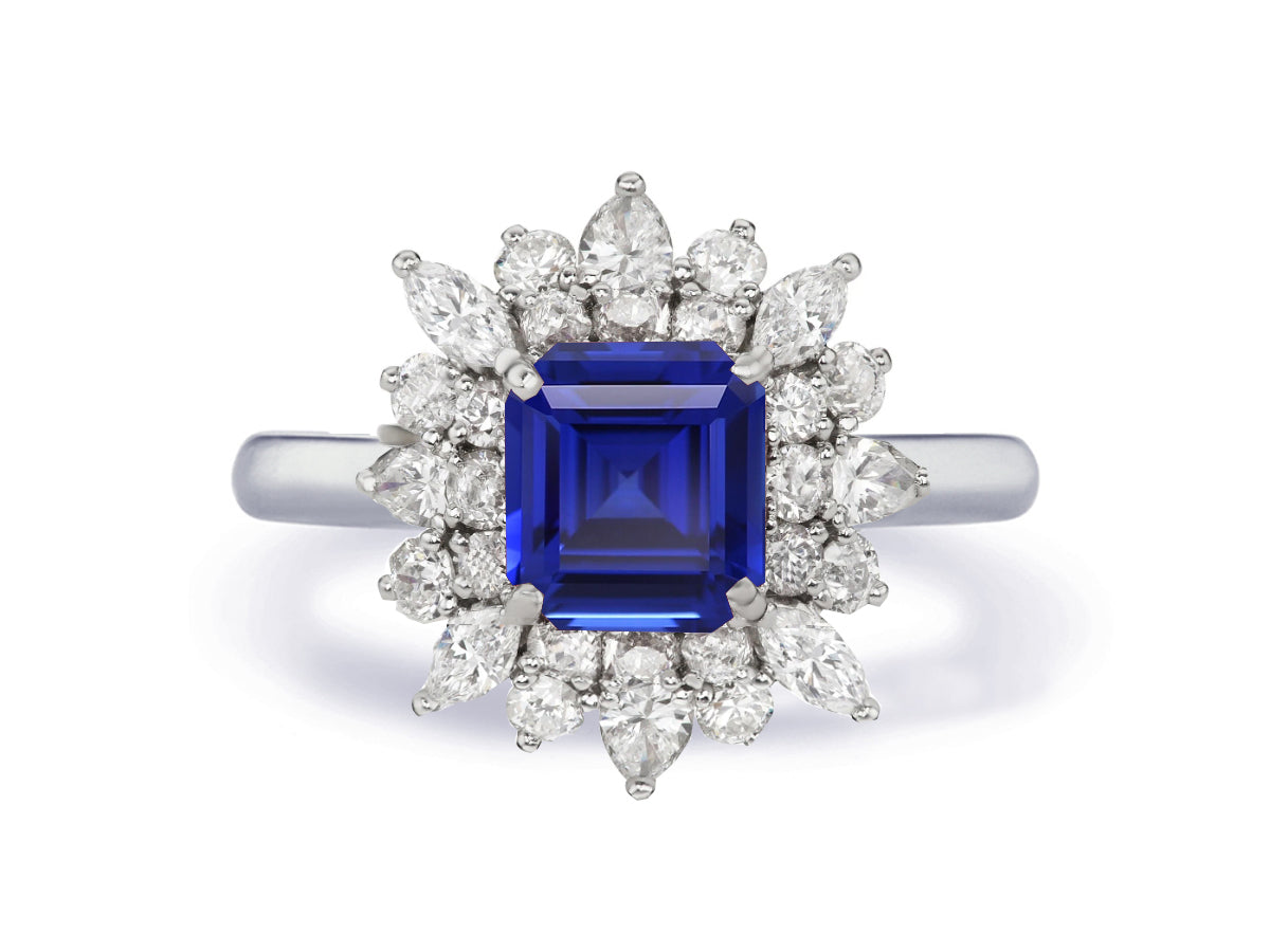 Custom made unique non traditional dream blue sapphire and diamond engagement rings 7