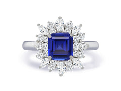 Custom made unique non traditional dream blue sapphire and diamond engagement rings 7
