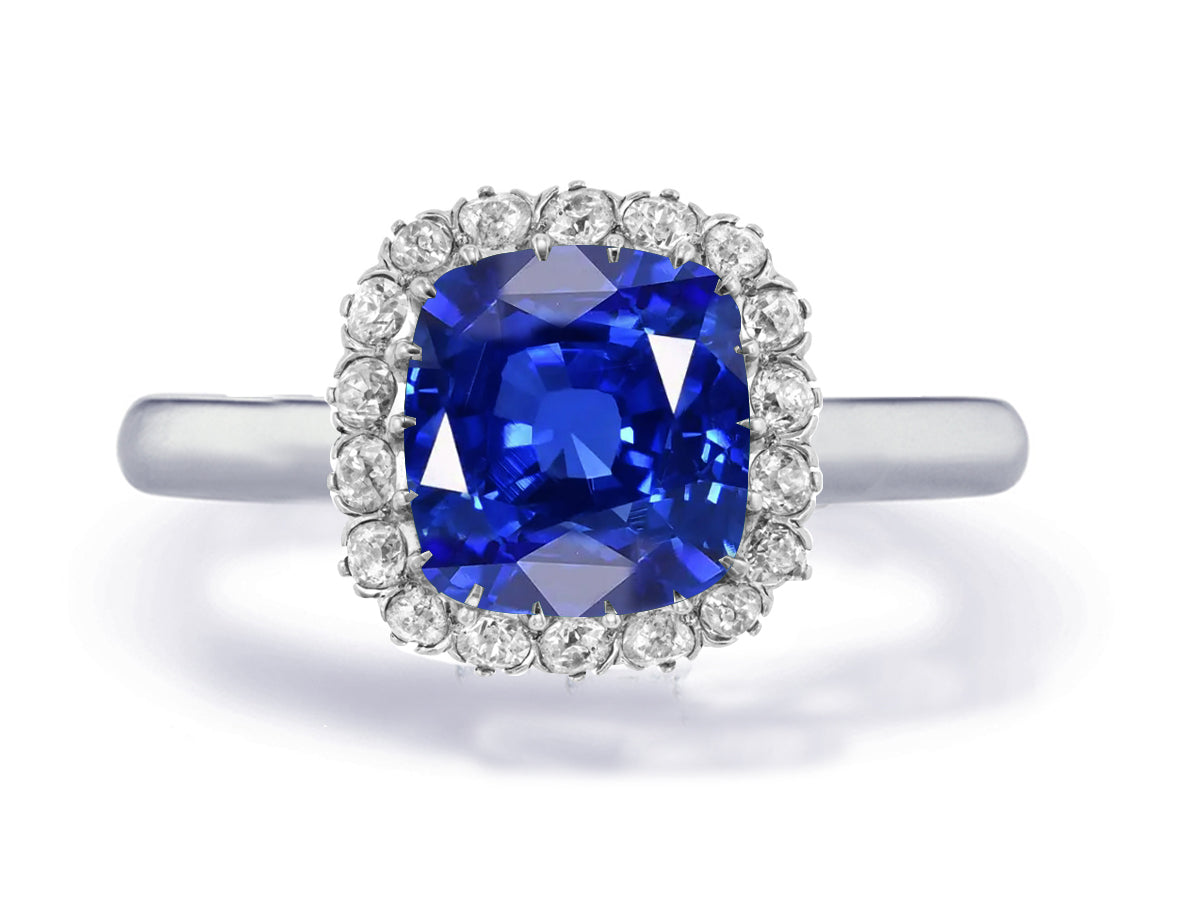 Custom made unique non traditional dream blue sapphire and diamond engagement rings 2