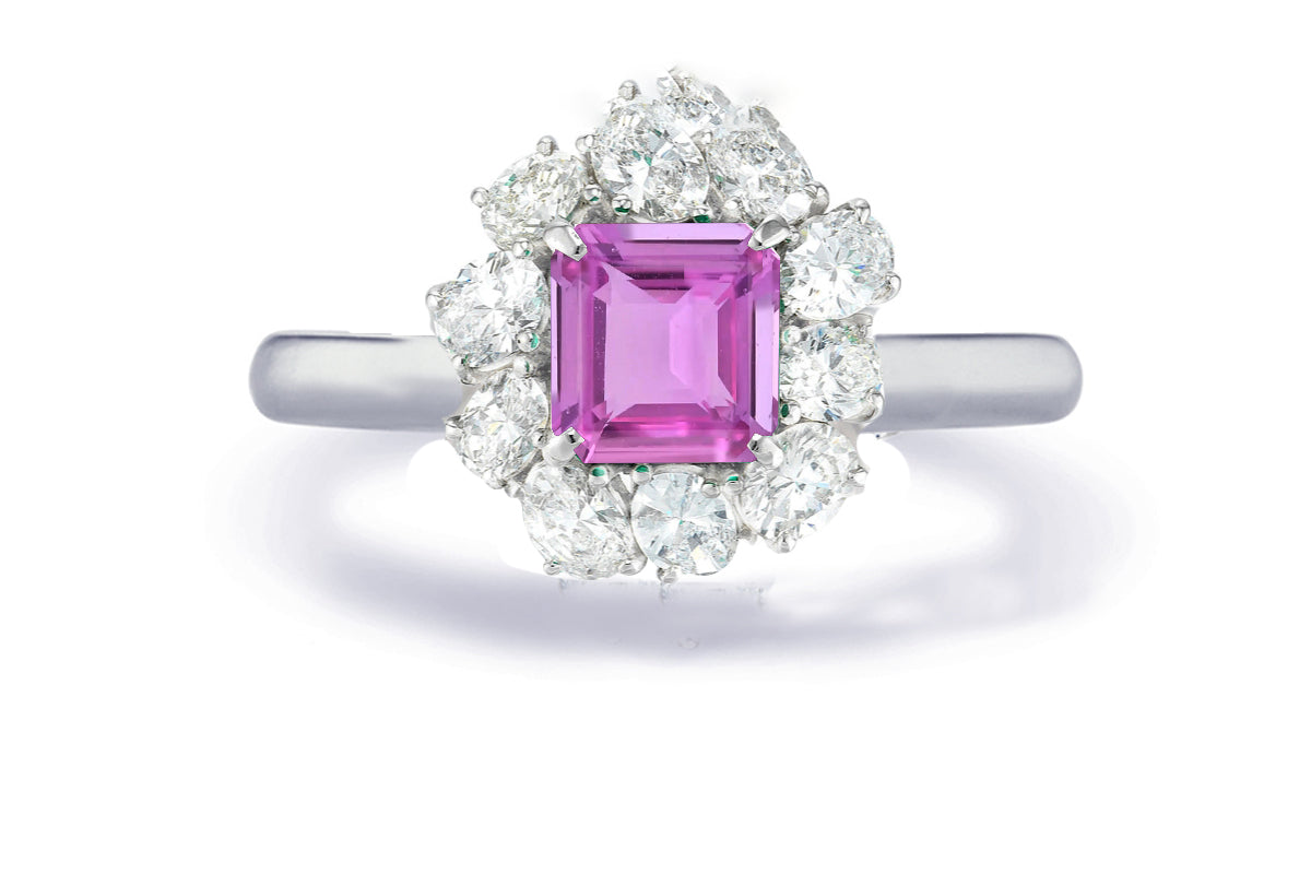 Custom made unique non traditional dream pink sapphire and diamond engagement rings 18