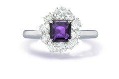 Custom made unique non traditional dream purple sapphire and diamond engagement rings 18