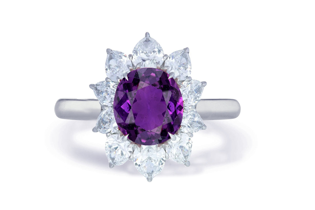 Custom made unique non traditional dream purple sapphire and diamond engagement rings 6