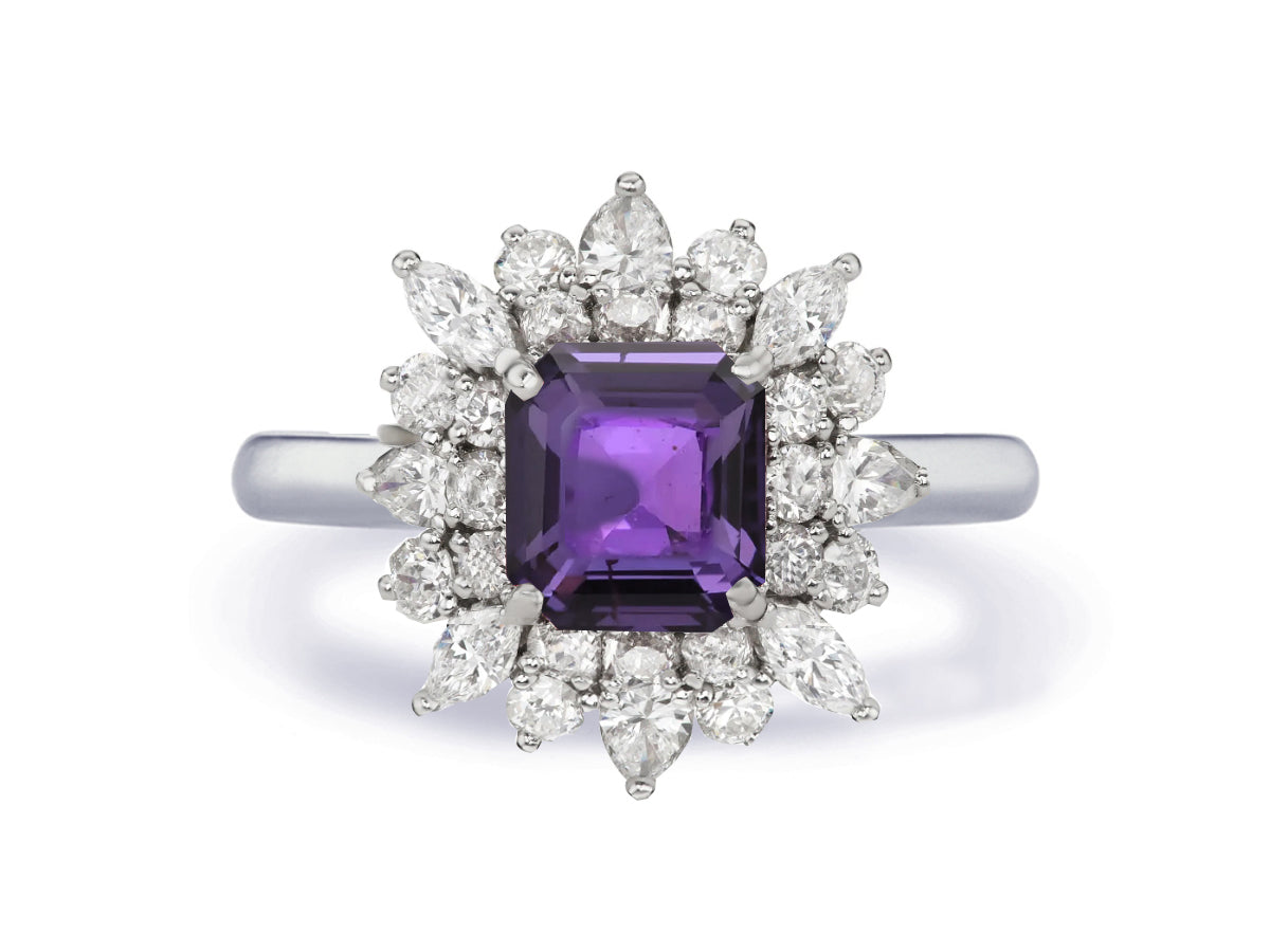 Custom made unique non traditional dream purple sapphire and diamond engagement rings 7
