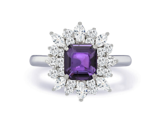 Custom made unique non traditional dream purple sapphire and diamond engagement rings 7