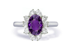 Custom made unique non traditional dream purple sapphire and diamond engagement rings 1