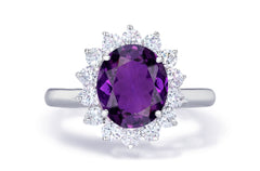 Custom made unique non traditional dream purple sapphire and diamond engagement rings 3
