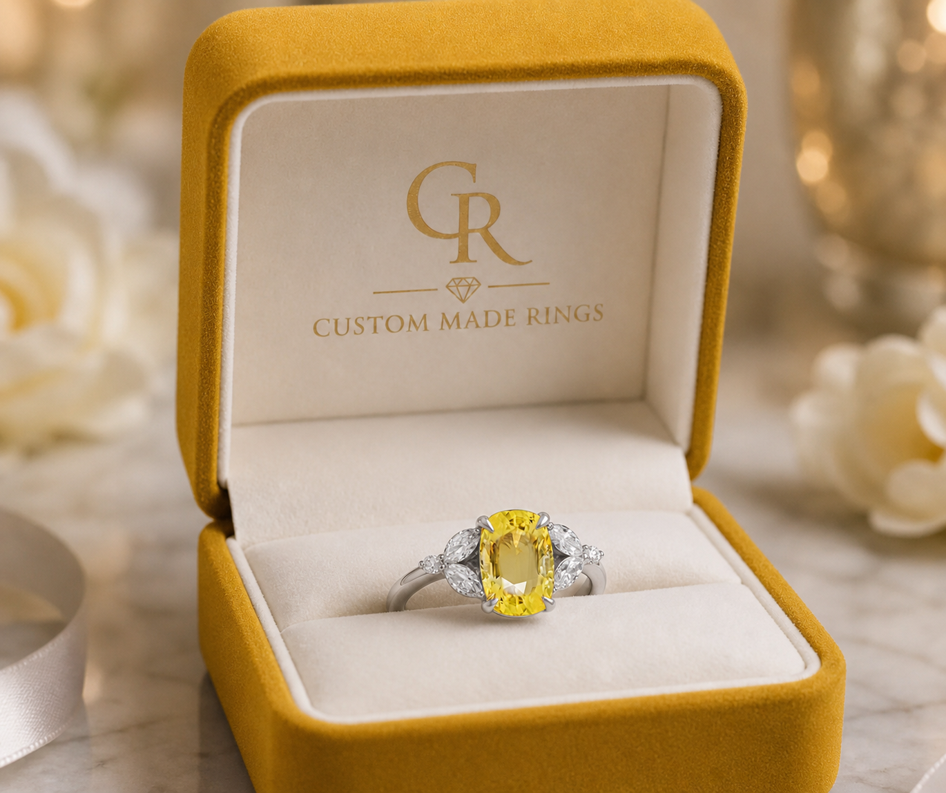 New 2026 50 custom made unique affordable yellow sapphire diamond accents engagement rings