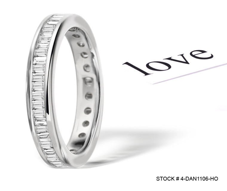 eternity band channel set with baguette cut diamonds