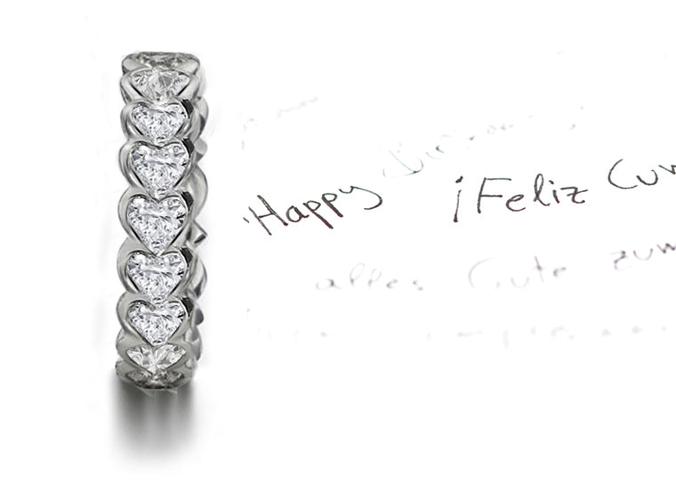 stackable eternity ring bezel set with heart shape diamonds