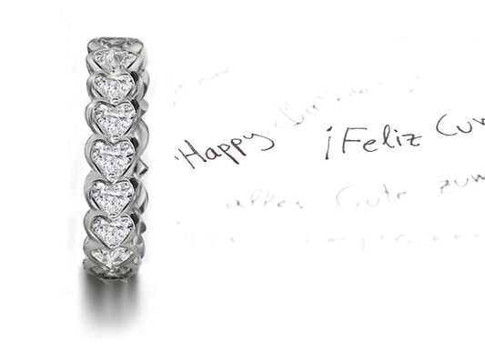 stackable eternity ring bezel set with heart shape diamonds