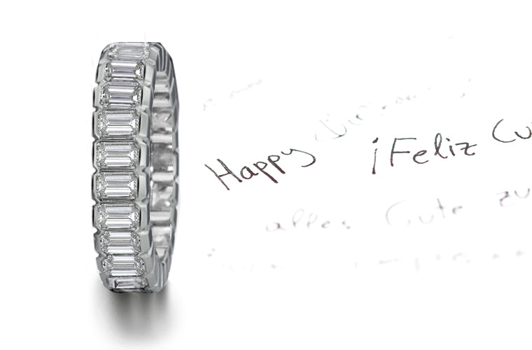 stackable eternity ring bezel set with emerald cut diamonds