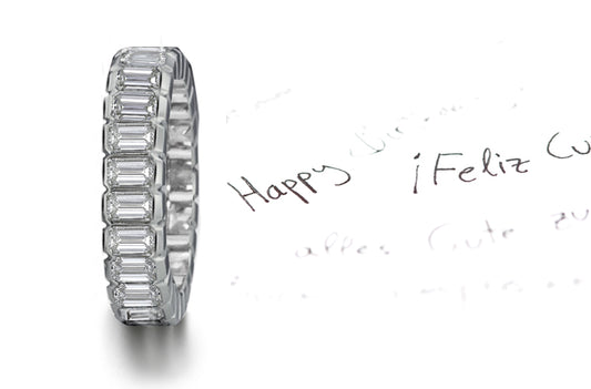 stackable eternity ring bezel set with emerald cut diamonds