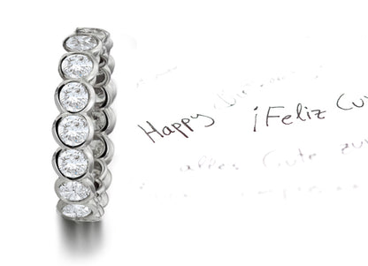 stackable eternity ring custom made with bezel set round diamonds