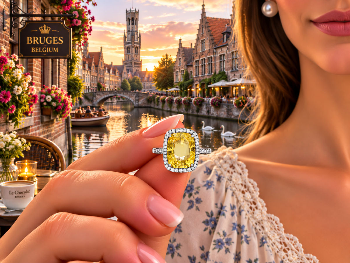 1206 custom made vintage inspired yellow sapphire and diamond floral halo engagement rings
