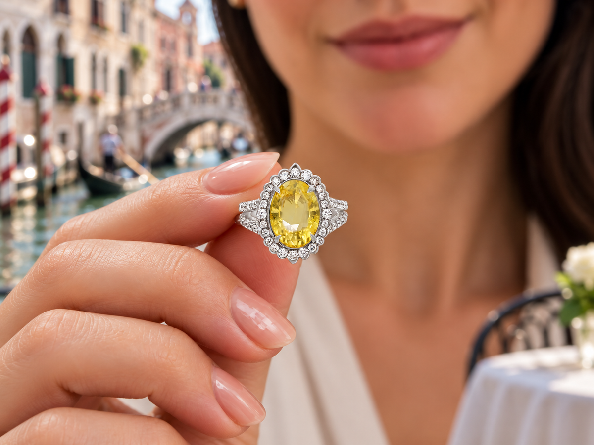 10 custom made yellow sapphire and diamond vintage halo engagement rings