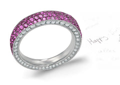 eternity ring customized with alternating pave set purple sapphires and diamonds