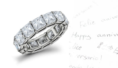 stackable eternity ring prong set with square/princess cut diamonds