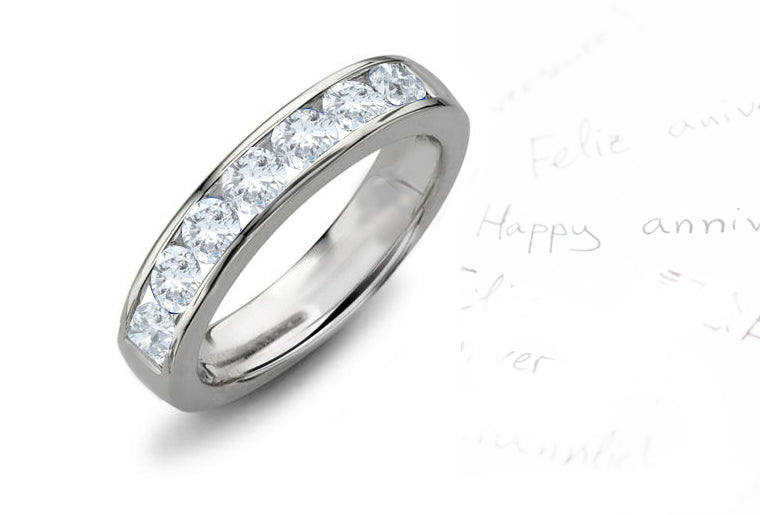 anniversary band channel set with nine round cut diamonds