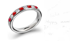 anniversary ring with alternating 10 round rubies and diamonds