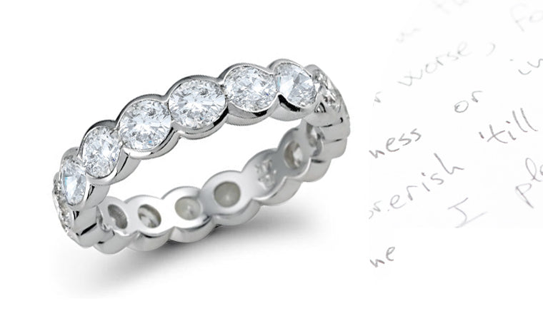 eternity ring bezel set with round cut diamonds