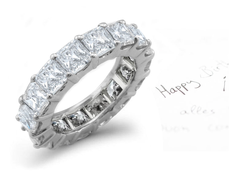 stackable eternity ring prong set with square/princess cut diamonds