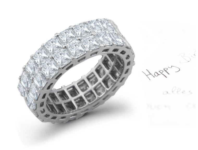 eternity ring with two rows of princess cut diamonds