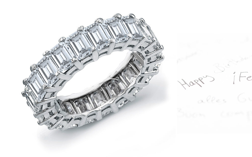 eternity anniversary band prong set with emerald cut diamonds