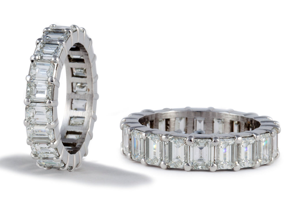 eternity anniversary band prong set with emerald cut diamonds