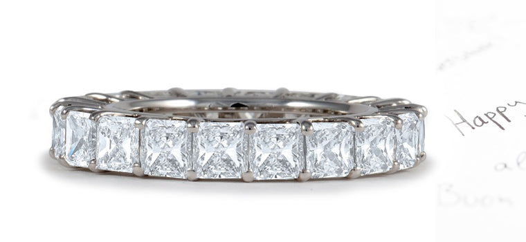 stackable eternity ring prong set with square/princess cut diamonds