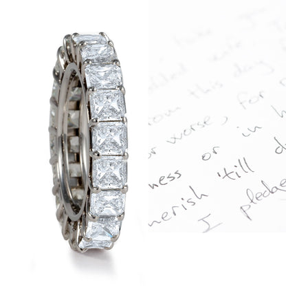 stackable eternity ring prong set with square/princess cut diamonds