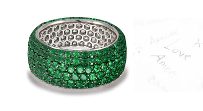 stackable eternity band with pave set emeralds