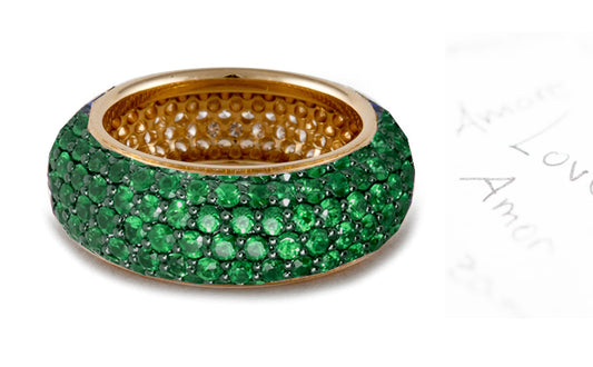 stackable eternity band with pave set emeralds