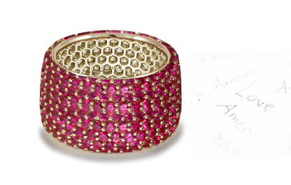 stackable multi-row eternity ring with pave set rubies