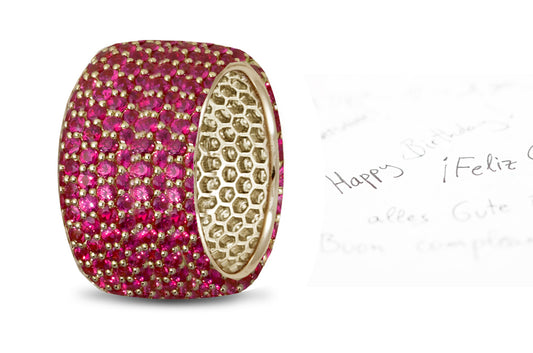 stackable multi-row eternity ring with pave set rubies