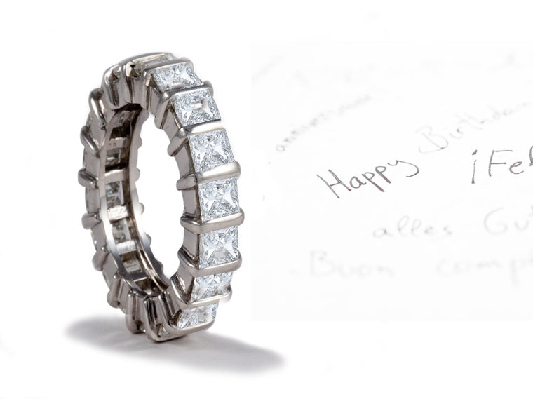 eternity band bar set with princess cut diamonds