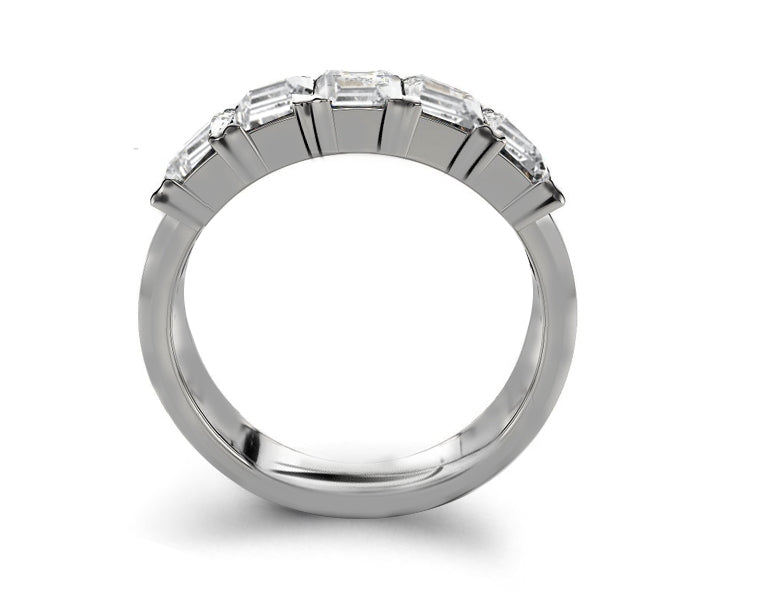 anniversary band prong set with five emerald cut diamonds