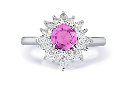 New 2026 1 custom made unique affordable pink sapphire diamond accents engagement rings