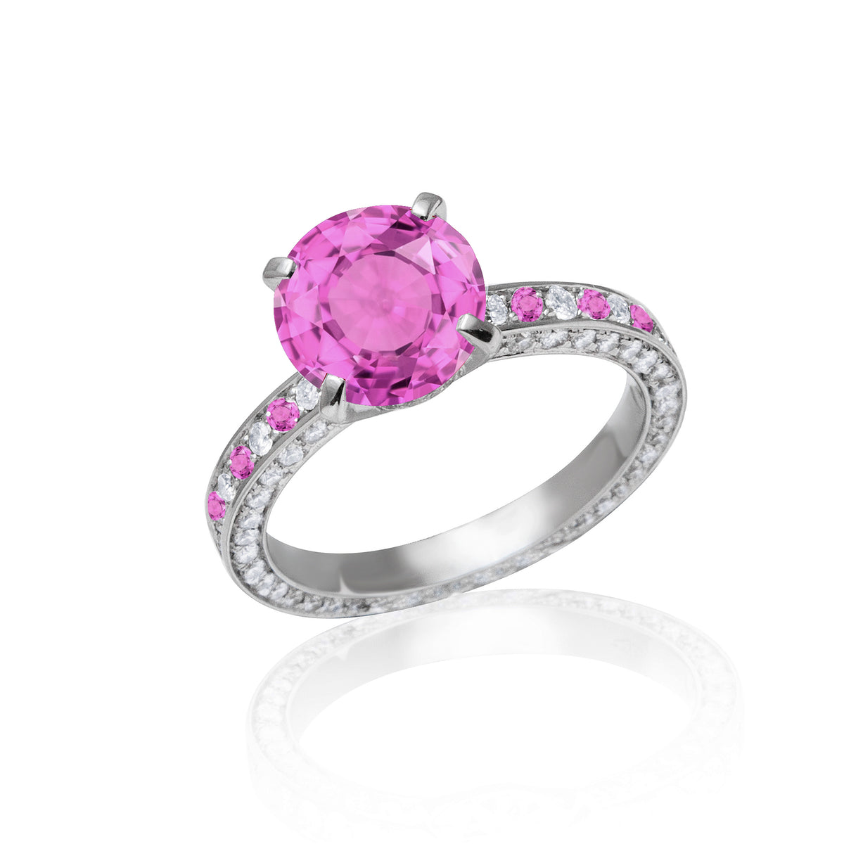 New 2026 100 custom made unique affordable pink sapphire diamond accents engagement rings