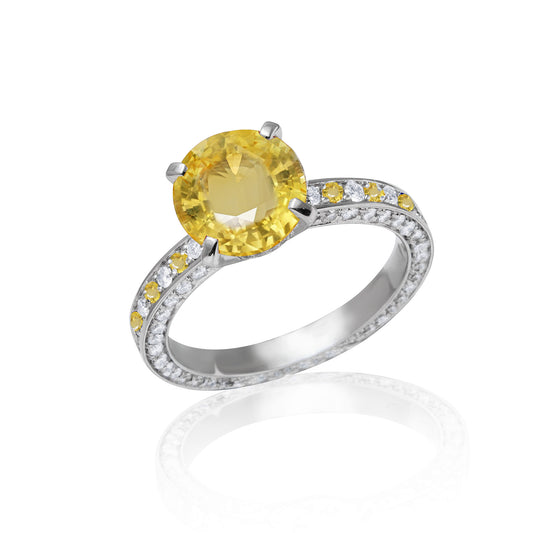 New 2026 100 custom made unique affordable yellow sapphire diamond accents engagement rings