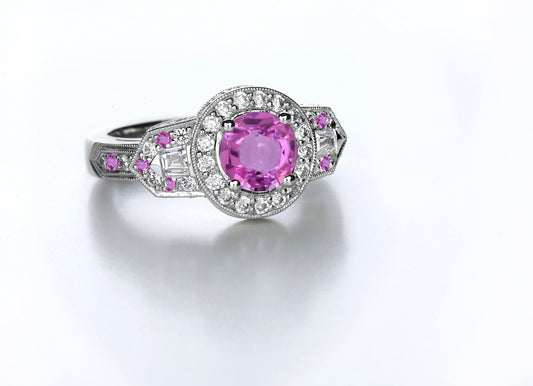 New 2026 103 custom made unique affordable pink sapphire diamond accents engagement rings