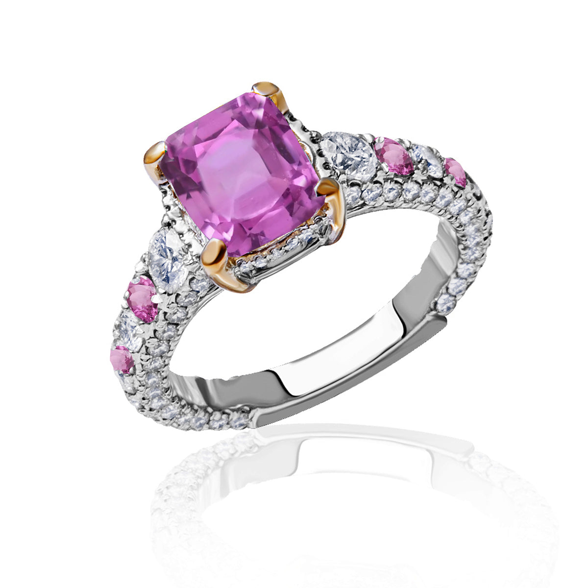 New 2026 104 custom made unique affordable pink sapphire diamond accents engagement rings