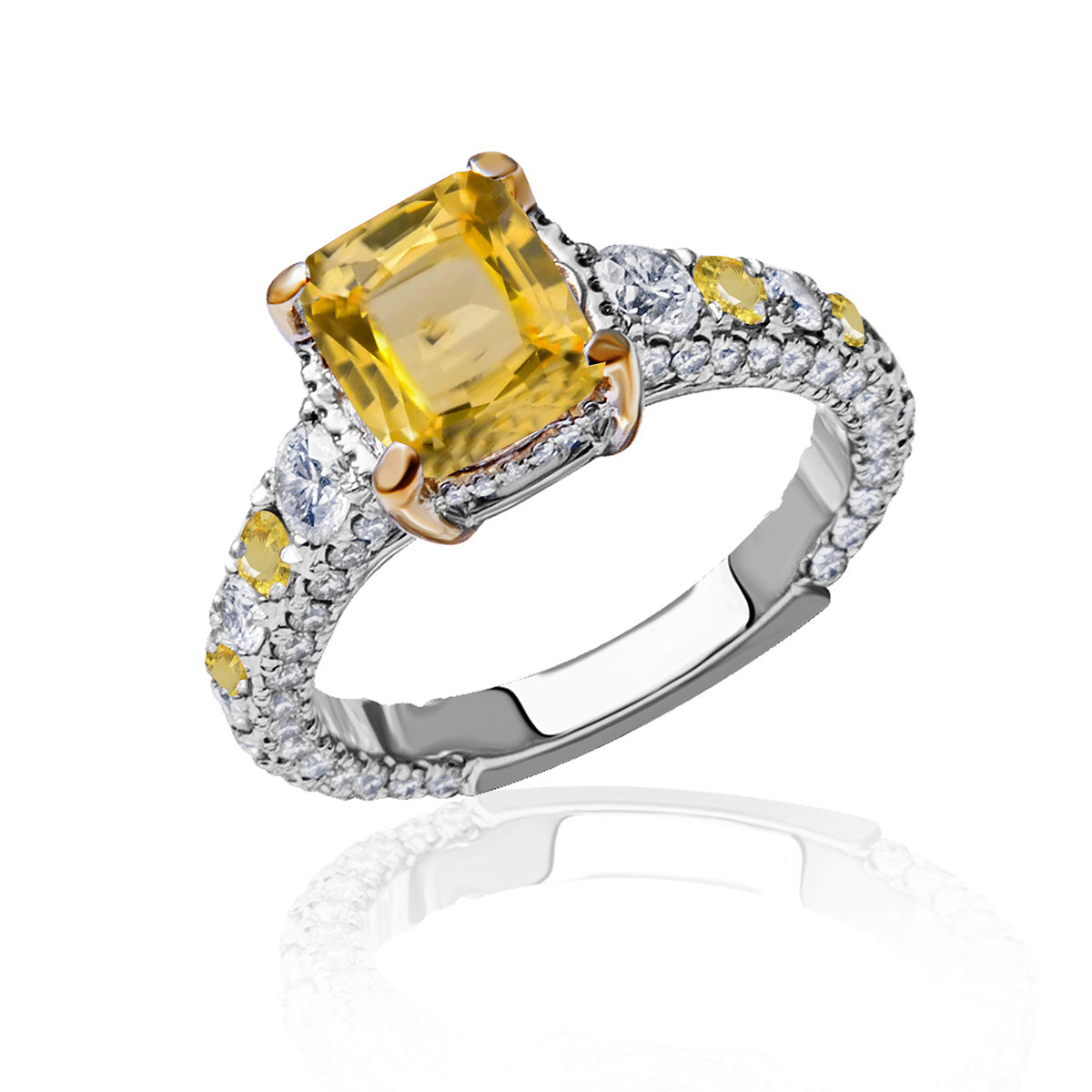 New 2026 104 custom made unique affordable yellow sapphire diamond accents engagement rings