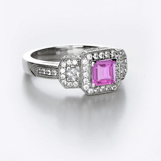 New 2026 105 custom made unique affordable pink sapphire diamond accents engagement rings