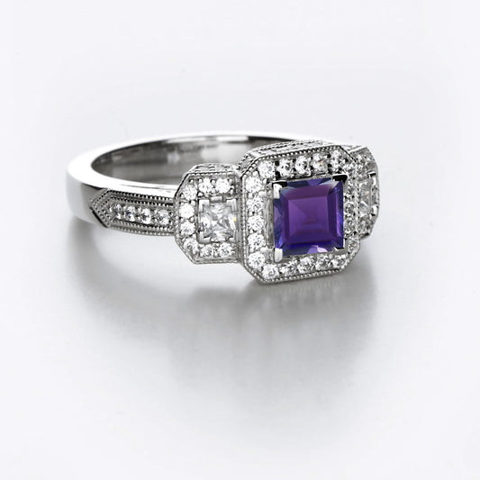 New 2026 105 custom made unique affordable purple sapphire diamond accents engagement rings
