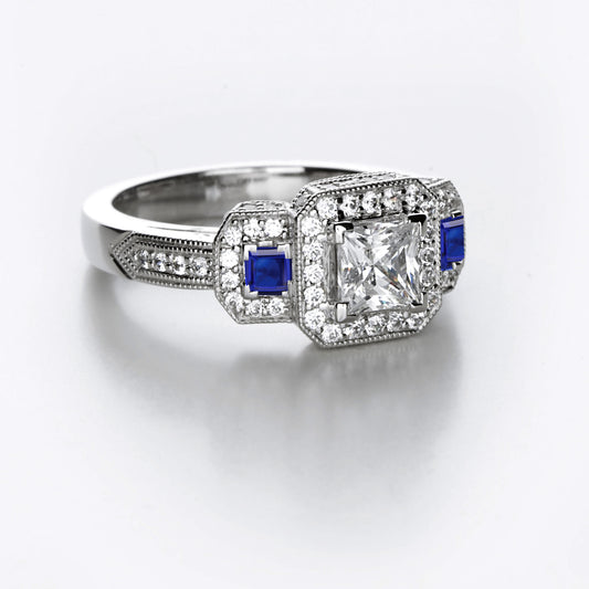 New 2026 106 custom made unique affordable blue sapphire diamond accents engagement rings