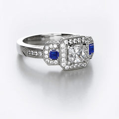 New 2026 106 custom made unique affordable blue sapphire diamond accents engagement rings