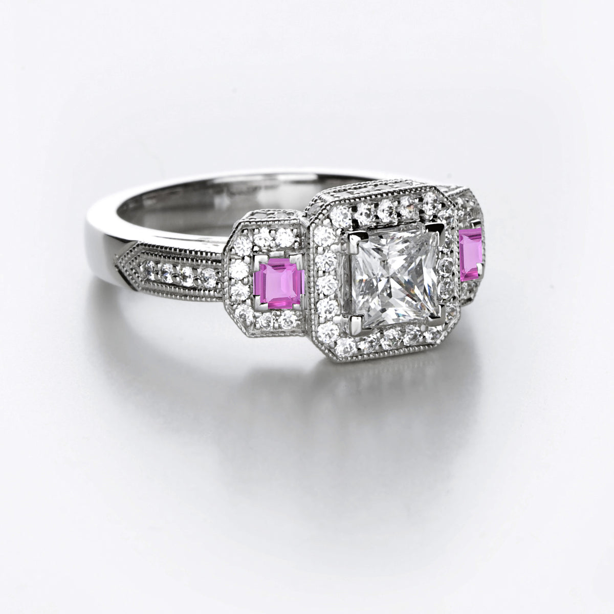 New 2026 106 custom made unique affordable pink sapphire diamond accents engagement rings